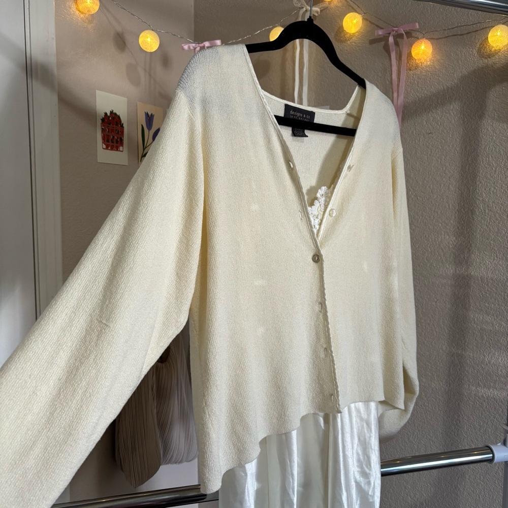 ୨୧ ･ﾟ✧ Lane Bryant Cream Cardigan Sweater - Picture 3 of 7